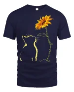 Cat and Sunflower You Are My Sunshine Kitten T-Shirt for Pet Owners - navy t-shirt on white background