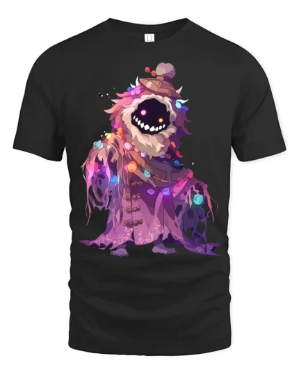 Mystic Monster Glow T-Shirt Funny Cute Scary Creature Tee for Halloween and Xmas - black t-shirt on white background