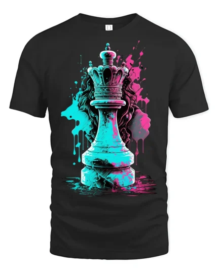 Queen Chess Piece T-Shirt Street Style Graphic Tee for Strategy Game Lovers - black t-shirt on white background