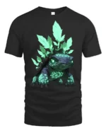 Spirit Turtle T-Shirt Magical Forest Creature Tee with Neon Green Design - black t-shirt on white background