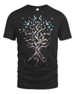 Mystic Tree of Life T-Shirt Intricate Nature Art Tee for Dreamers - black t-shirt on white background