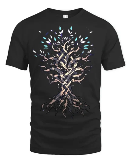 Mystic Tree of Life T-Shirt Intricate Nature Art Tee for Dreamers - black t-shirt on white background