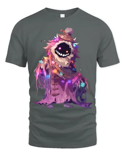 Mystic Monster Glow T-Shirt Funny Cute Scary Creature Tee for Halloween and Xmas - gray t-shirt on white background