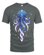Mystic Blue Octopus T-Shirt Ocean Vibe Graphic Tee for Sea Lovers - gray t-shirt on white background