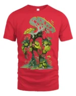 Enchanted Jungle T-Shirt Fantasy Plant Graphic Tee for Nature Lovers - red t-shirt on white background