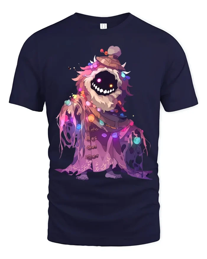 Mystic Monster Glow T-Shirt Funny Cute Scary Creature Tee for Halloween and Xmas - navy t-shirt on white background