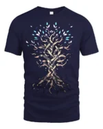 Mystic Tree of Life T-Shirt Intricate Nature Art Tee for Dreamers - navy t-shirt on white background