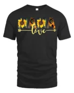 MAMA Love T-Shirt with Sunflower Print Soft Cotton Graphic Tee for Moms - black t-shirt on white background