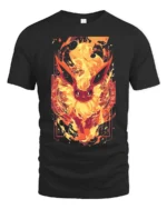 Fiery Flareon T-Shirt Intense Fire Pokemon Graphic Tee for US Fans - black t-shirt on white background
