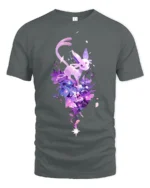 Starry Sylveon Tee Cute Fairy Type Pokemon with Flowers T-Shirt for Trainers - gray t-shirt on white background