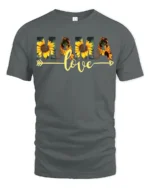 MAMA Love T-Shirt with Sunflower Print Soft Cotton Graphic Tee for Moms - gray t-shirt on white background