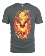Fiery Flareon T-Shirt Intense Fire Pokemon Graphic Tee for US Fans - gray t-shirt on white background