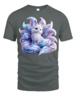 Mystic Nine-Tailed Fox T-Shirt Fantasy Spirit Animal Tee for Fox Lovers - gray t-shirt on white background