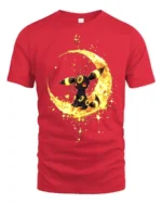 Umbreon Moon Gaze Tee Cute Pokemon Night T-Shirt for Eevee Fans - red t-shirt on white background