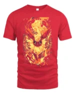 Fiery Flareon T-Shirt Intense Fire Pokemon Graphic Tee for US Fans - red t-shirt on white background