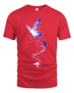 Mystical Purple Butterfly T-Shirt Fantasy Glow Design on Soft Cotton Tee - red t-shirt on white background