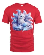 Mystic Nine-Tailed Fox T-Shirt Fantasy Spirit Animal Tee for Fox Lovers - red t-shirt on white background