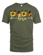 MAMA Love T-Shirt with Sunflower Print Soft Cotton Graphic Tee for Moms - military green t-shirt on white background