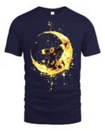Umbreon Moon Gaze Tee Cute Pokemon Night T-Shirt for Eevee Fans - navy t-shirt on white background