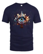 Third Eye Tree T-Shirt Psychedelic Visionary Art Tee for Spiritual Seekers - navy t-shirt on white background