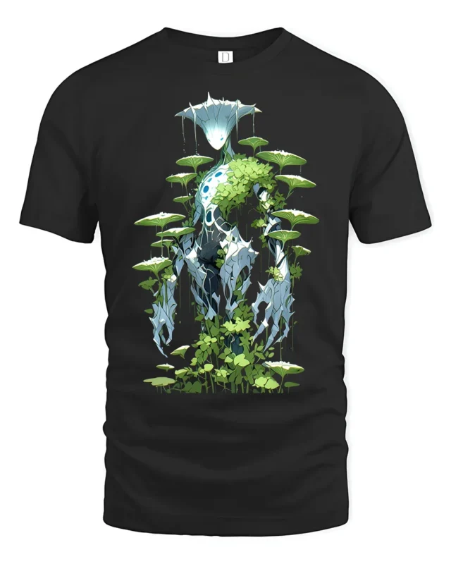 Eco Warrior Alien Forest Spirit Graphic T-Shirt for Men - black t-shirt on white background