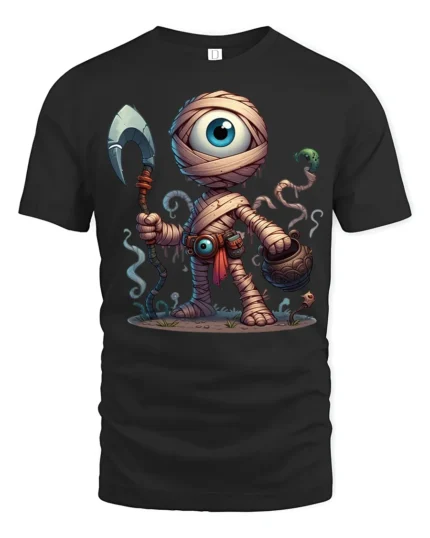 One Eyed Monster T-Shirt Epic Comic Style Graphic Tee - black t-shirt on white background