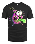 Freaky Monster Face T-Shirt Cool Funny Cartoon Tee - black t-shirt on white background