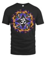 Spiritual Om Mandala T-Shirt Peaceful Yoga Graphic Tee - black t-shirt on white background