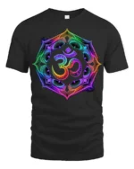 Colorful Om Symbol T-Shirt Chakra Meditation Yoga Zen - black t-shirt on white background