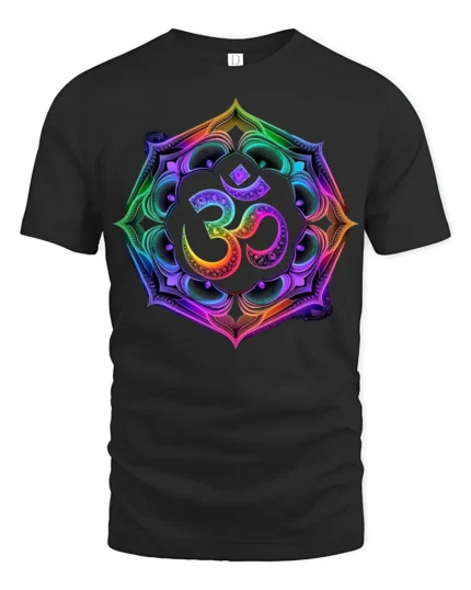 Colorful Om Symbol T-Shirt Chakra Meditation Yoga Zen - black t-shirt on white background