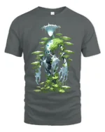 Eco Warrior Alien Forest Spirit Graphic T-Shirt for Men - gray t-shirt on white background
