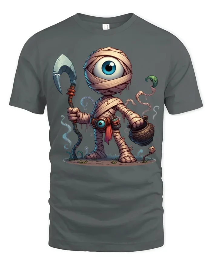 One Eyed Monster T-Shirt Epic Comic Style Graphic Tee - gray t-shirt on white background