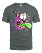 Freaky Monster Face T-Shirt Cool Funny Cartoon Tee - gray t-shirt on white background
