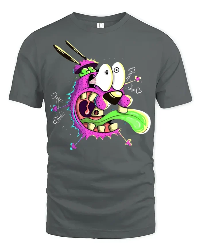 Freaky Monster Face T-Shirt Cool Funny Cartoon Tee - gray t-shirt on white background