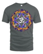 Spiritual Om Mandala T-Shirt Peaceful Yoga Graphic Tee - gray t-shirt on white background