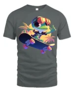 Funny Frog on Skateboard T-Shirt Vibrant Summer Tee - gray t-shirt on white background