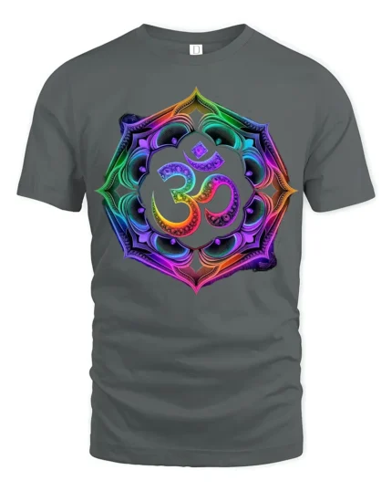 Colorful Om Symbol T-Shirt Chakra Meditation Yoga Zen - gray t-shirt on white background
