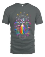 Psychedelic Om T-Shirt Rainbow Shaman Meditation Tee - gray t-shirt on white background