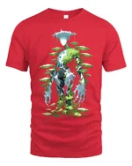 Eco Warrior Alien Forest Spirit Graphic T-Shirt for Men - red t-shirt on white background