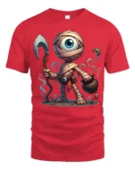 One Eyed Monster T-Shirt Epic Comic Style Graphic Tee - red t-shirt on white background