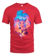 Flaming Fox Spirit T-Shirt Glow in the Dark Style Tee - red t-shirt on white background