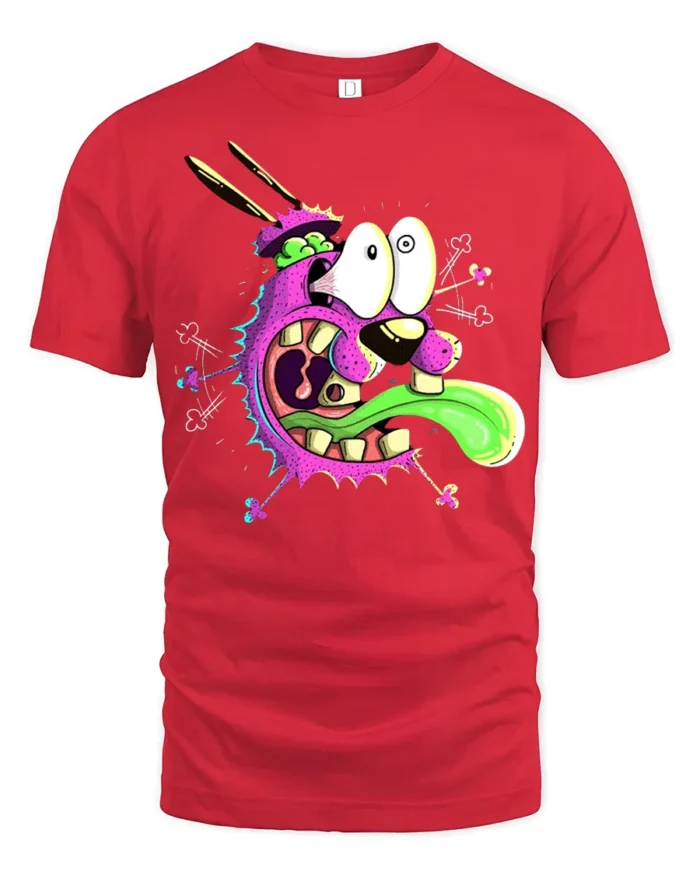 Freaky Monster Face T-Shirt Cool Funny Cartoon Tee - red t-shirt on white background