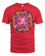 Spiritual Om Mandala T-Shirt Peaceful Yoga Graphic Tee - red t-shirt on white background