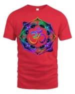 Colorful Om Symbol T-Shirt Chakra Meditation Yoga Zen - red t-shirt on white background