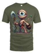 One Eyed Monster T-Shirt Epic Comic Style Graphic Tee - military green t-shirt on white background