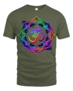 Colorful Om Symbol T-Shirt Chakra Meditation Yoga Zen - military green t-shirt on white background