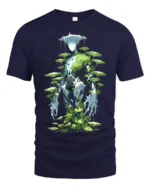 Eco Warrior Alien Forest Spirit Graphic T-Shirt for Men - navy t-shirt on white background