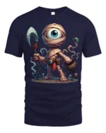 One Eyed Monster T-Shirt Epic Comic Style Graphic Tee - navy t-shirt on white background