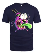 Freaky Monster Face T-Shirt Cool Funny Cartoon Tee - navy t-shirt on white background