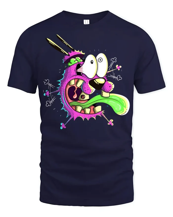 Freaky Monster Face T-Shirt Cool Funny Cartoon Tee - navy t-shirt on white background